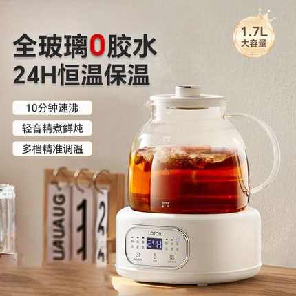 LOTOR养生壶2025新款办公室全纯玻璃炖煮一体家用烧水壶
