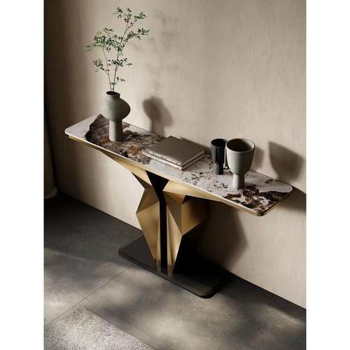 轻奢玄关台子别墅酒店简约装现代进桌条门入户置物架过道-饰柜案