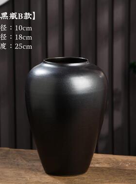 新款意手德工中式花瓶摆客厅黑色家居专件用大号装创饰品景镇工艺