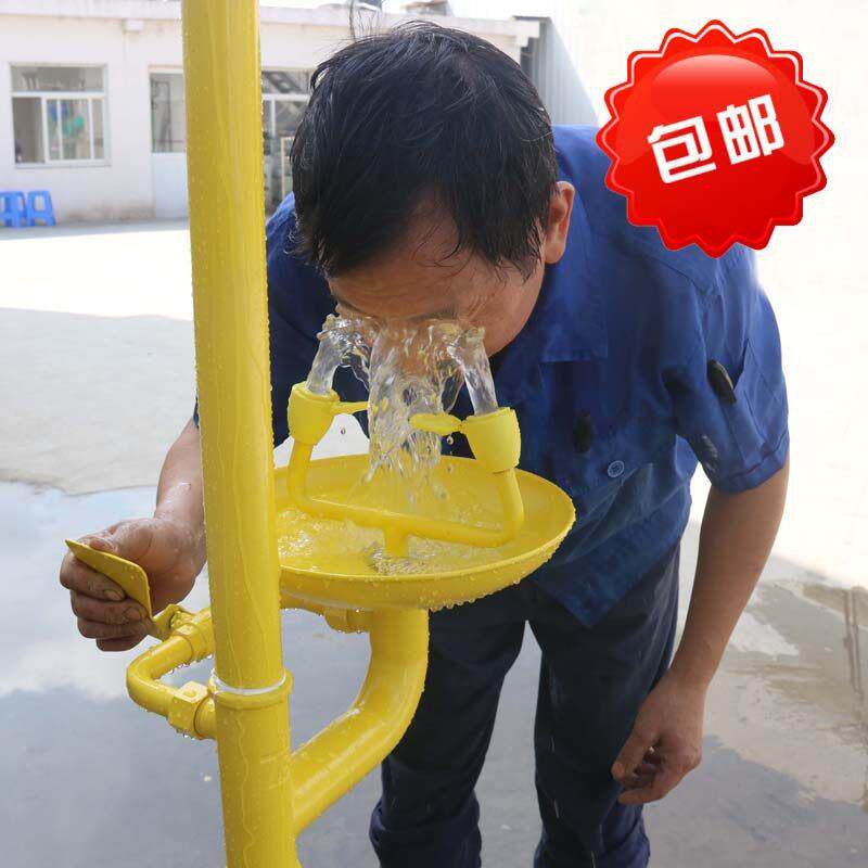 紧急喷淋立式洗眼器装置双口冲淋器洗眼机碳钢覆合落地洗眼器验厂