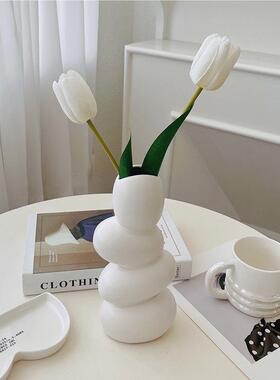 创意陶型XTZ瓷花ins风轻奢高档异卵石家瓶居摆件客厅鹅插花玄关装