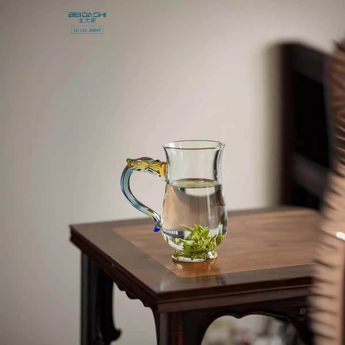 厂家 高硼硅玻璃茶杯家用功夫茶具创意龙把泡茶 绿茶杯