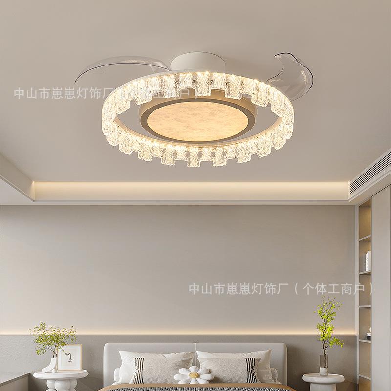 北欧简约智能家用圆形卧室现代风扇灯护眼可调光吸顶灯智能风扇灯