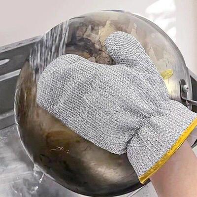 Steel Wire Ball Dishwashing Gloves Non-stick Oil Wire