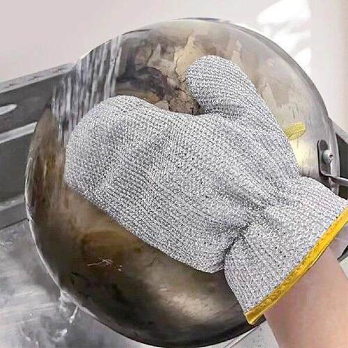 Steel Wire Ball Dishwashing Gloves Non-stick Oil Wire
