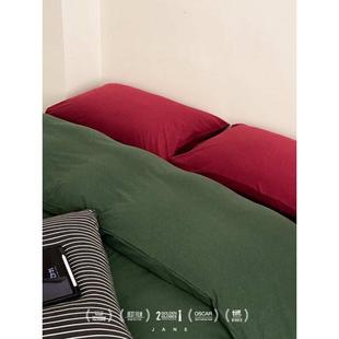 红与黑复古风柔软针织棉四件套条纹混搭美学天竺棉六件套床笠床品