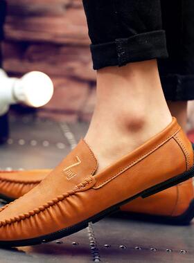 正品豆豆鞋男2士205秋季潮流休闲鞋皮鞋韩版潮鞋夏季懒人一脚蹬小