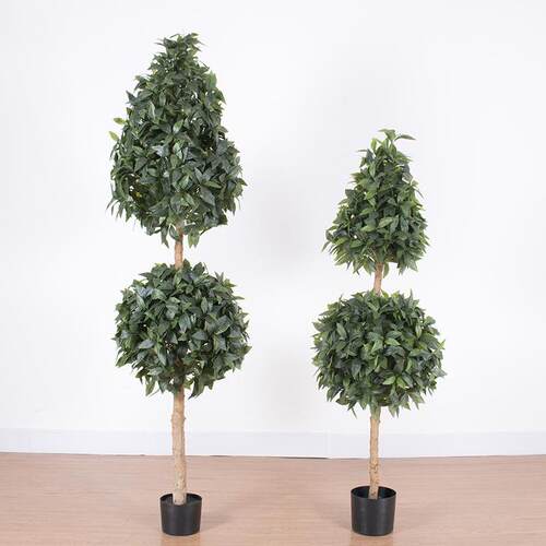 家居装饰植物仿真球月桂树盘栽型室001双内橱假窗摆件层球形月桂