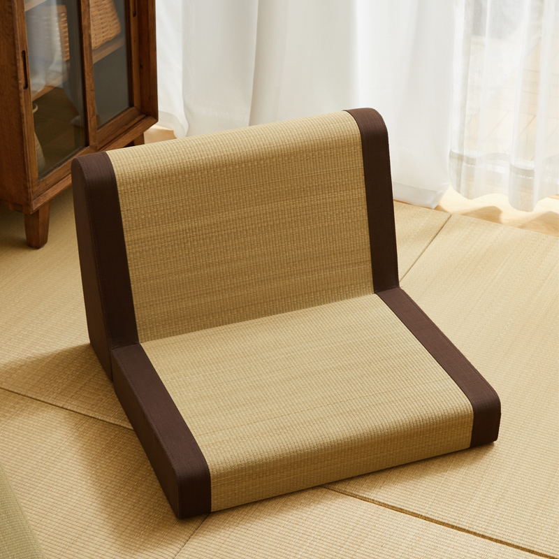 绘家日式草编榻榻米凳子无腿椅和式椅和室椅茶椅靠背席地地台座椅