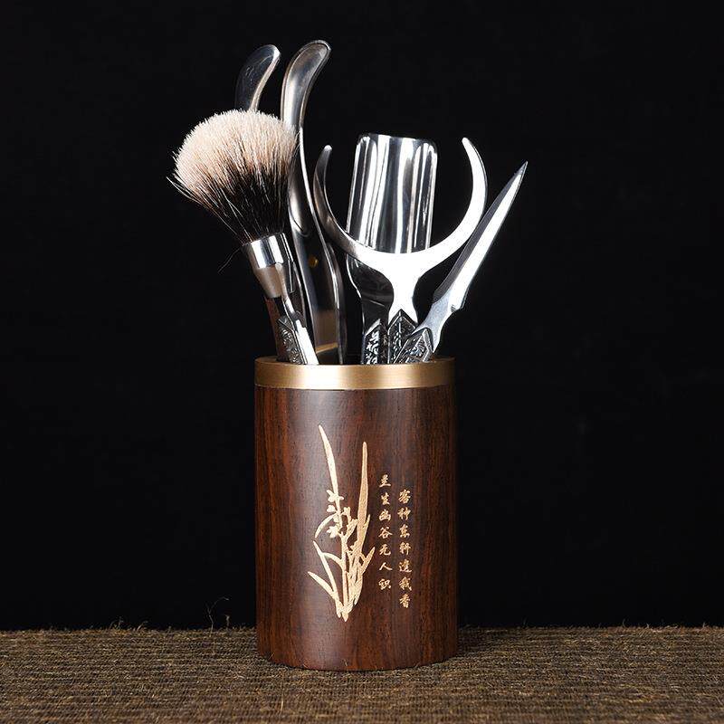 精品实木不锈钢茶道六君子套装茶具零配件茶针杯叉养壶笔泡茶工具