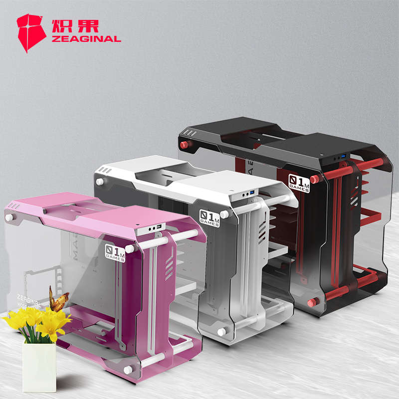炽果ZC-01M 迷你matx双面侧透手提全铝台式电脑水冷 游戏白色机箱