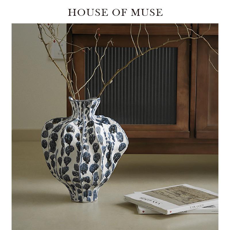 缪斯家 东方巴黎/”鎏墨斑青“手工陶瓷瓶艺术花瓶覆古花器摆件