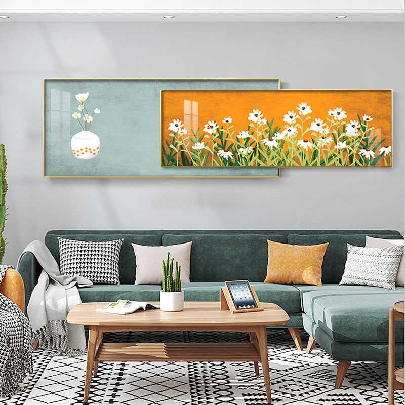 北欧客厅装饰画酒店客房床头挂画现代小清新植物卧室壁画文艺油画图片