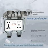 多功能十孔双五孔电源插座户外防雨防水 二开式 户外防水插座表装 式