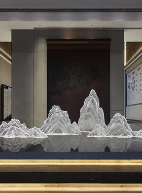 透明假山雕塑树脂摆件会所酒店别墅大堂前台样板间售楼处软装饰品