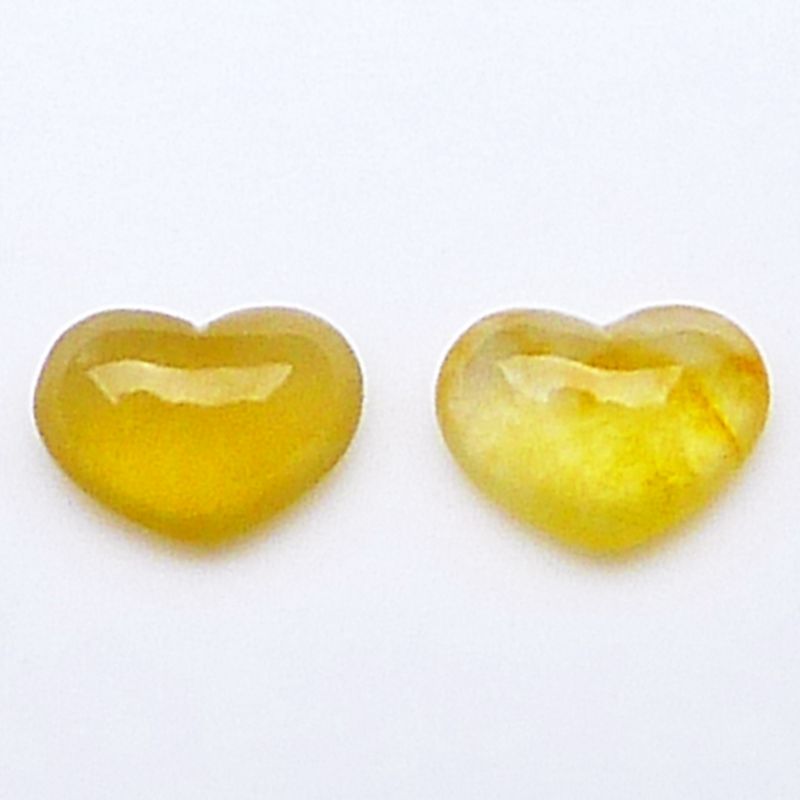 翡翠心形戒面蛋面缅甸正品天然A货老坑黄翡桃心镶嵌件一对0.13g