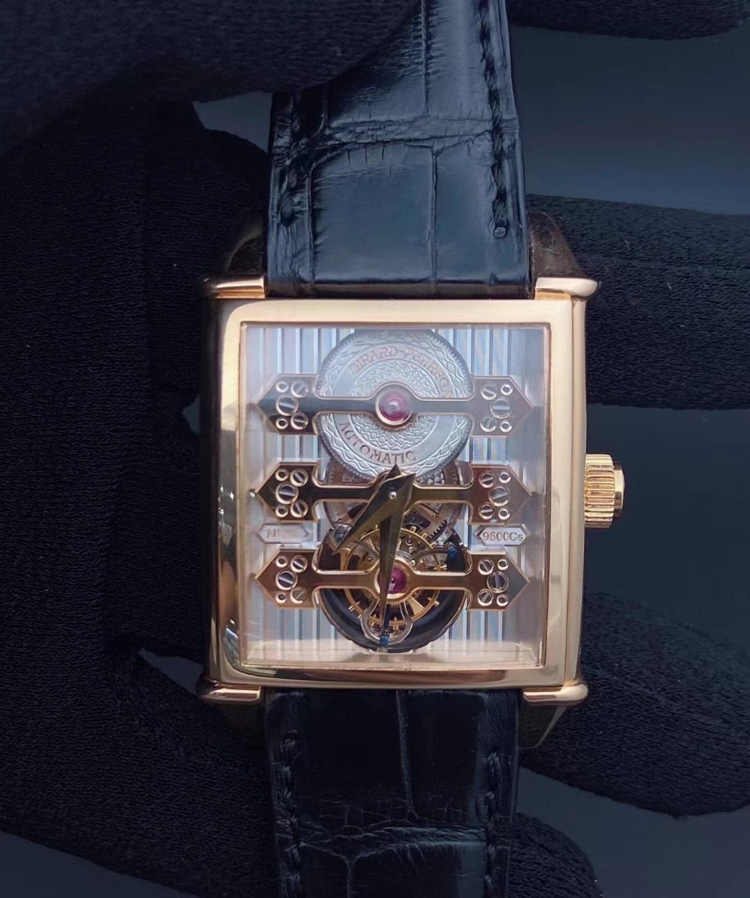 公价165万9.8新芝柏表三金桥陀飞轮手表玫瑰金自动机械男表99870