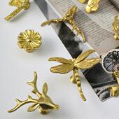 纳维亚无障碍豪 斯堪 现代创意黄铜斯堪 纳维亚抽屉手柄金色时尚