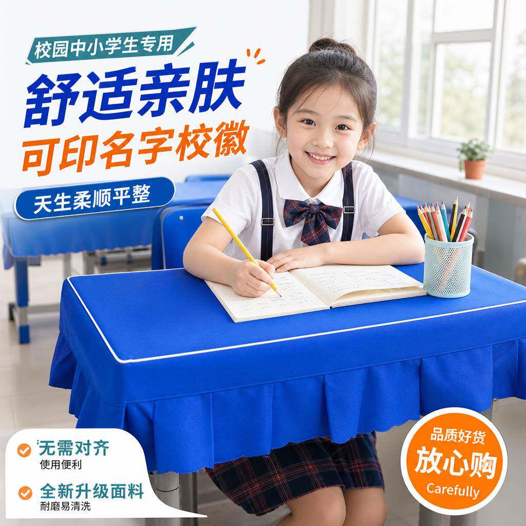 新款纯色课桌罩中小学教室专用防水防污渍学生办公桌防滑全包桌套