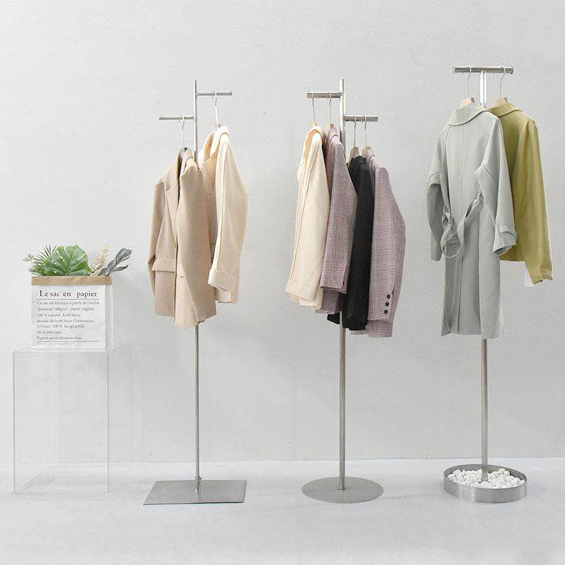 不锈钢正挂架服装店衣帽架落地式挂衣架实心衣架女装店货架展示架