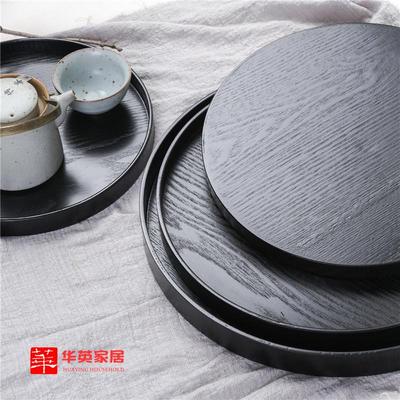 木质圆形木托盘 木盘 木制茶盘茶具茶杯托盘水果盘点心盘实木盘