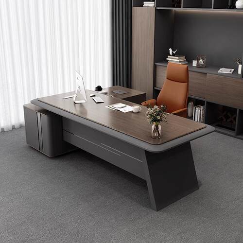 老板办公桌简约现代高档时尚轻奢大班台文件柜总经理家具桌椅组合