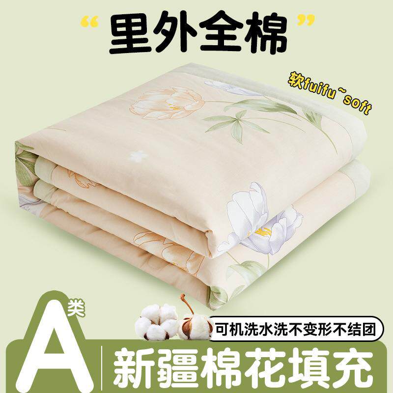 A类印花全棉棉花夏被纯棉空调被新疆棉花被芯单双人礼品被夏季薄