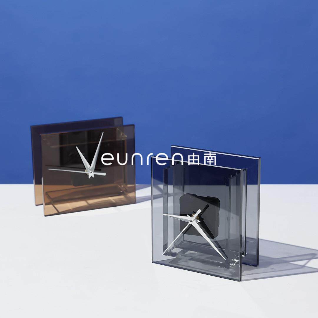现代简约轻奢创意时钟摆件售楼处办公室家居客厅桌面创意钟表装饰
