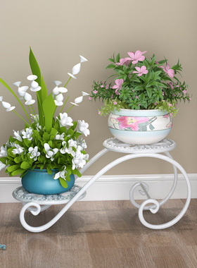 铁艺花架置物架阳台落地式摆室内简约花盆架客厅吊兰件