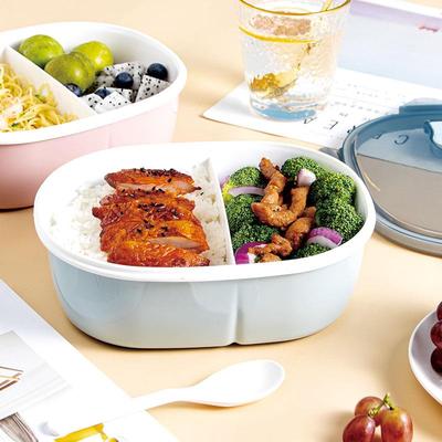 【行业热销】饭盒便当盒带盖可微波炉加热餐盒大容量塑料分隔分格