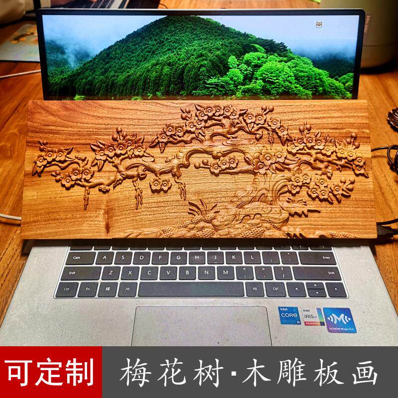 原木现代中式复古风木雕板画 家俱浮雕挂画木贴花片壁挂摆台白胚