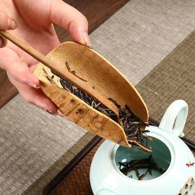 竹根茶则纯手工制作竹制茶铲茶道醒茶荷竹根雕茶具竹根把玩套装