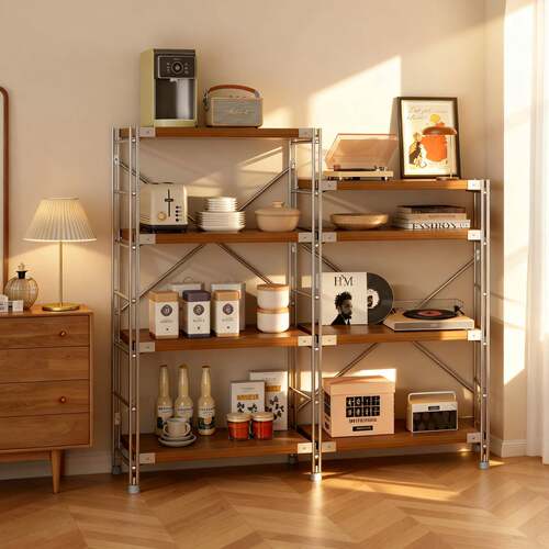 日式光轴置物架靠墙窄边架家用落地收纳架客厅厨房储物架书架货架