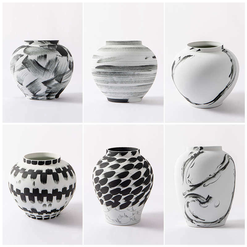 艺贝子新中式水墨陶瓷大花瓶日式磨砂大口径罐子玄关侘寂风摆件,特色手工艺,其他特色工艺品,淘宝优惠券,粉丝福利购,淘宝优惠卷