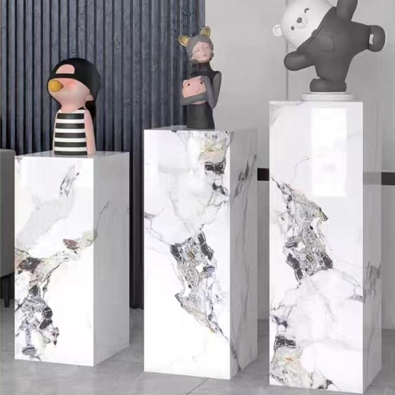 岩板花架工艺装饰品雕塑展示台别墅新房家居客厅定制底座落地摆件