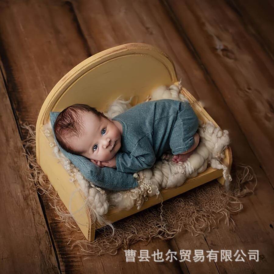 新生儿摄影道具小木床影楼婴儿拍照床满月婴儿拍照木质道具