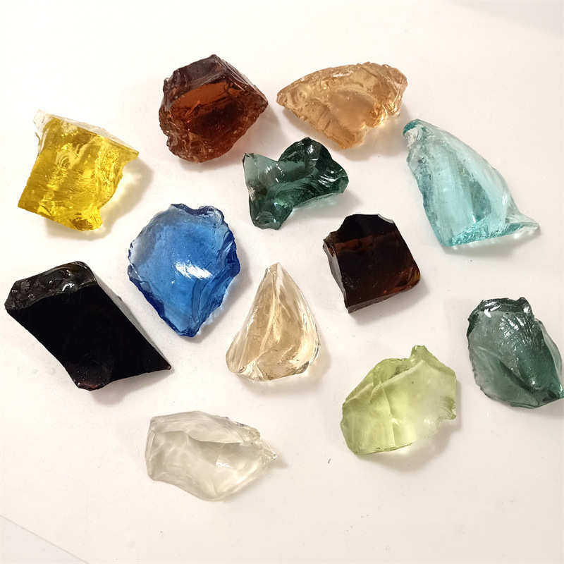 石笼造景玻璃块庭院装修雕刻彩色琉璃石园林景观装饰大块彩色玻璃