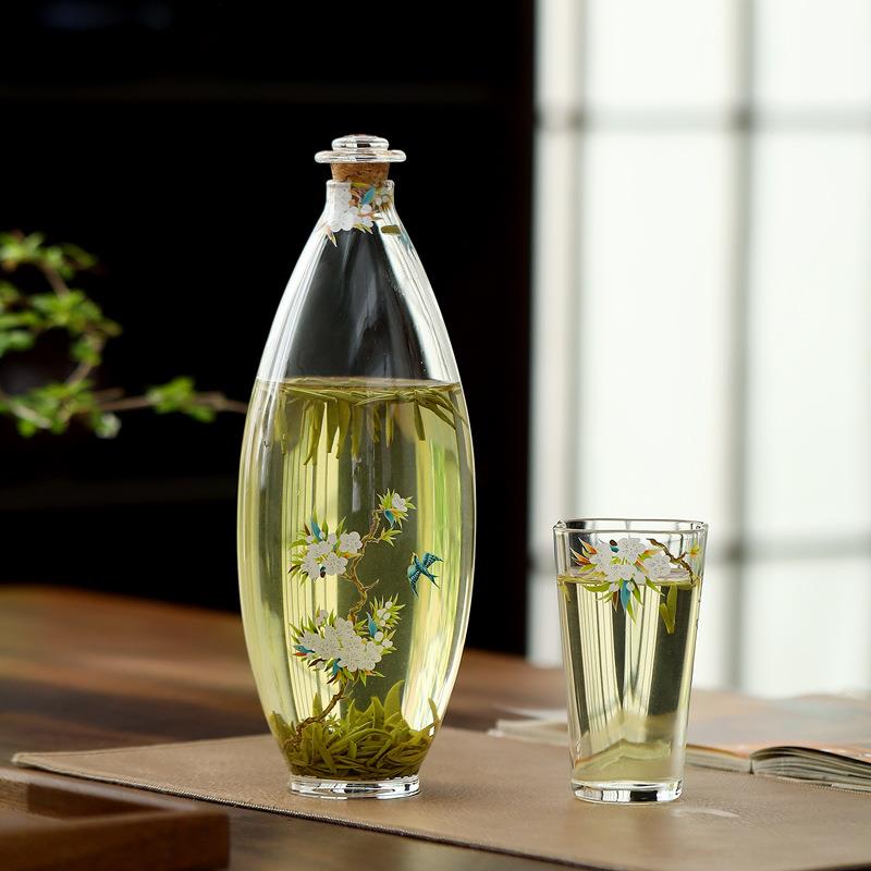 春归高硼硅玻璃冷泡瓶春季绿茶泡茶器家用多功能水培容器花瓶花插