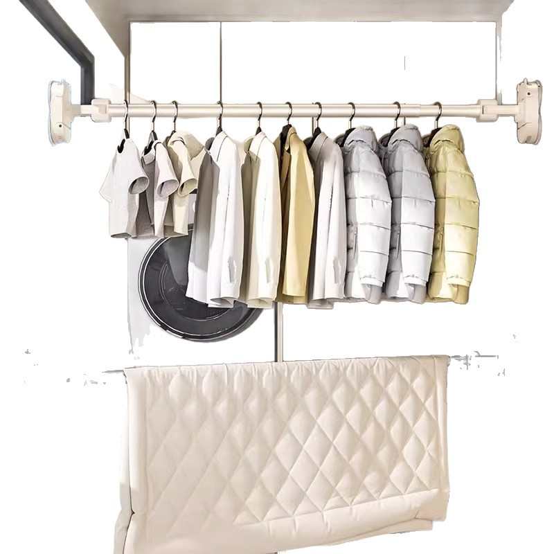 免打孔吸盘晾衣架阳台家用晒衣杆室内室外晒衣服可伸缩晾衣杆