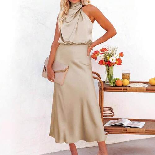 Long Dress Women's Sleeveless Color Ding Long Dress