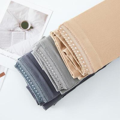 Large size fat flesh colored leggings for women, wearing