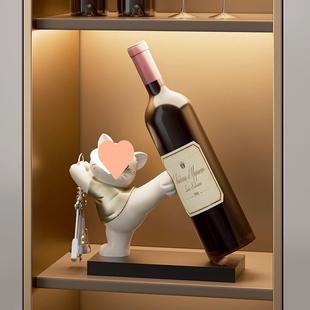 招财猫红酒架玄关客厅酒柜摆件餐边柜橱柜装饰品轻