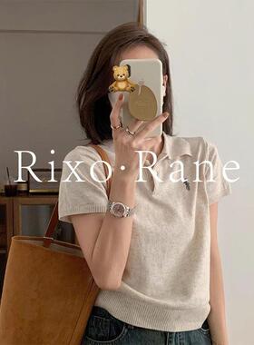 法国Rixo Rane 优雅简约⭐法式polo领短袖t恤正肩刺绣宽松上衣女