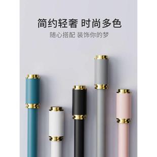 蓝色罗马杆窗帘杆单杆支架托双杆杆子固定座全套铝合金轨道打孔式