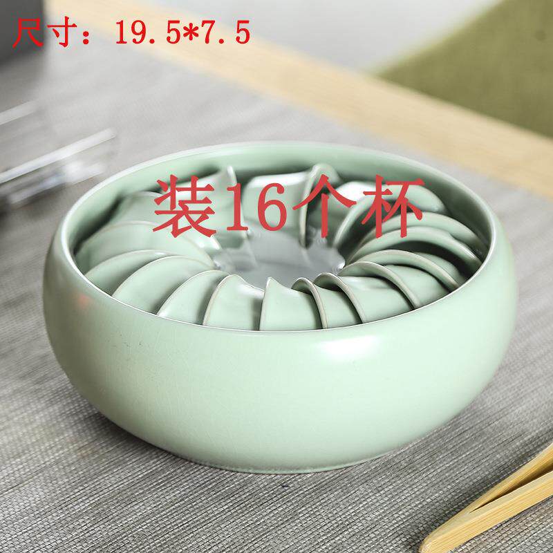 特大号汝窑开片茶洗功夫茶具套装家用简约陶瓷茶碗杯洗茶道配件
