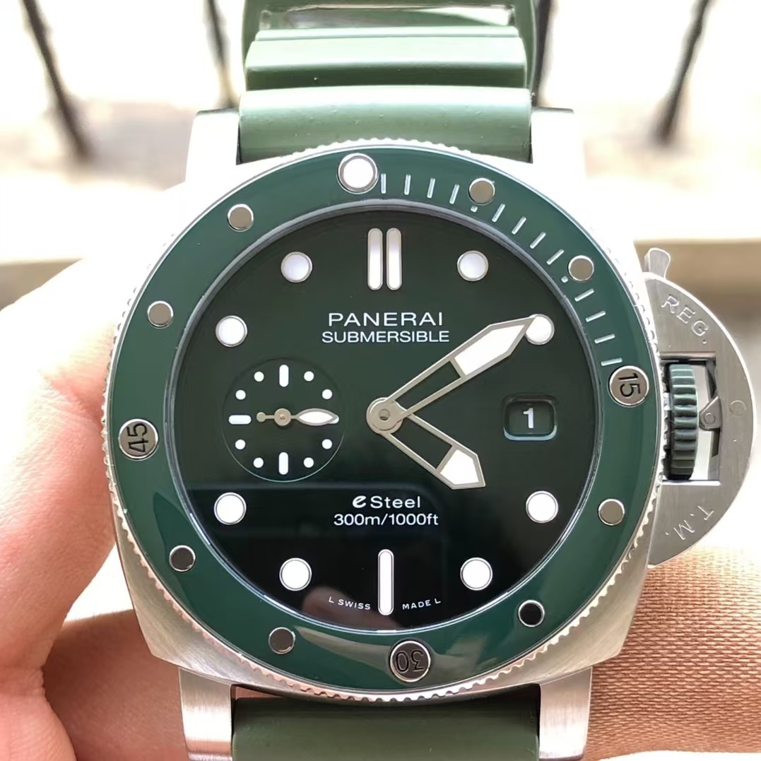 99新全套沛纳海潜行系列军绿盘PAM01287自动机械男表日期显示正品