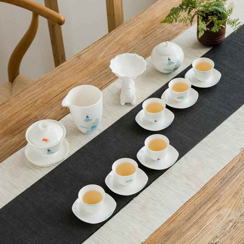 九色鹿茶具套装整套茶具配件茶漏陶瓷杯垫家用茶具