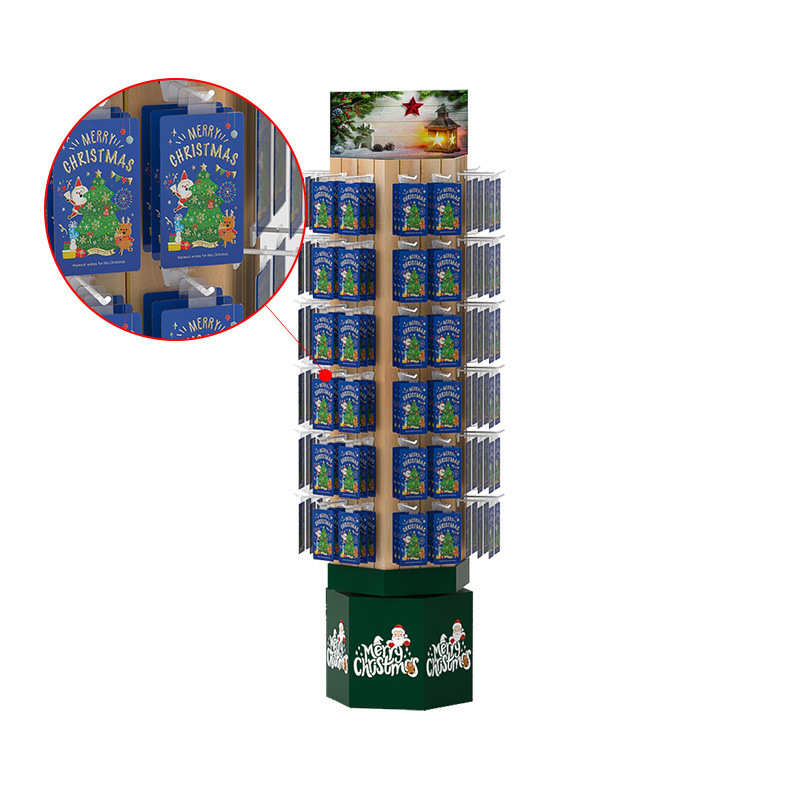 预包出口礼品瓦楞纸货架 旋转挂钩带头牌陈列展示商超造型纸展架