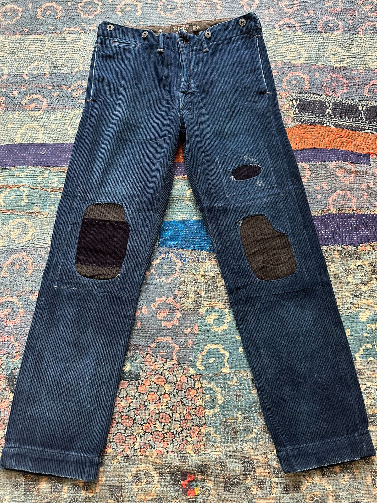 RRL Blue Corduroy Straight Leg Pants