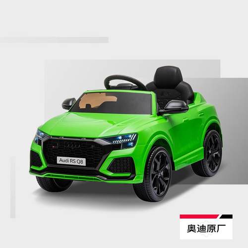 高档奥迪/高AQu童di RS 8 儿四轮电动遥控车可坐人溜娃车 档生日